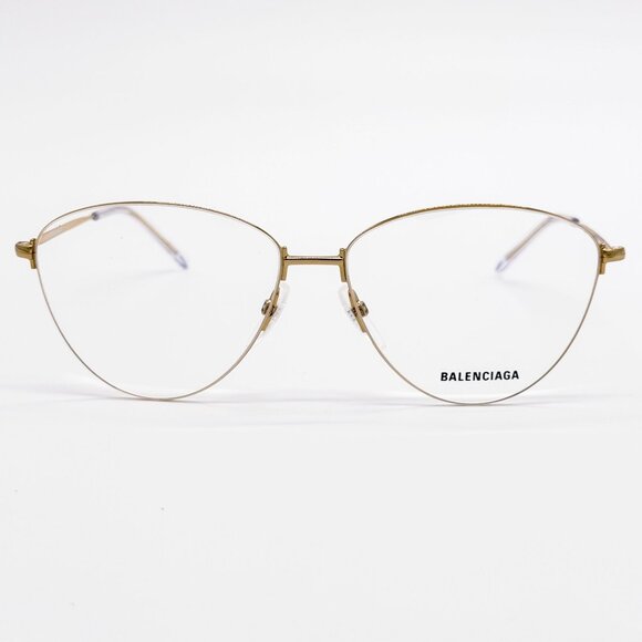 NEW BALENCIAGA EYEGLASSES BB0034O 003 CAT EYE GOLD WOMEN EYEWEAR BALENCIAGA - Picture 4 of 8